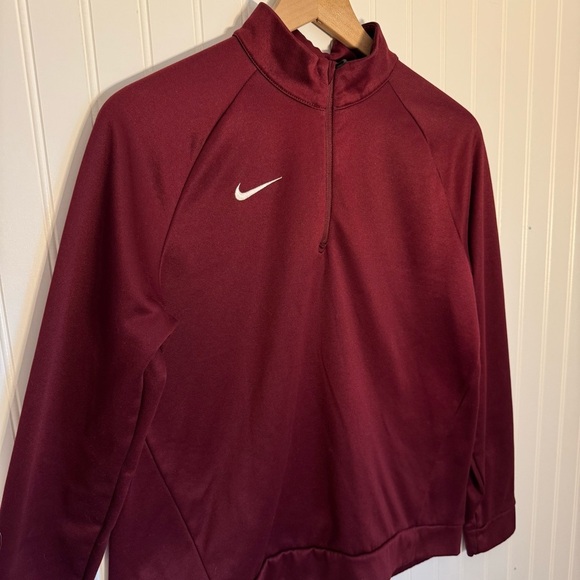 Nike Dri-Fit Men’s Fleece Maroon 1/4 Zip Pullover Size Medium - Picture 2 of 11